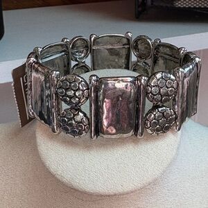 Silver Ornate Panel Bracelet with Vintage Design